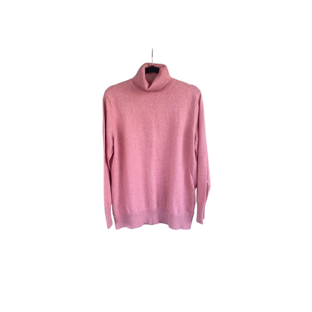 L.L.Bean Sweater Turtleneck Women’s XL Pink Cotton Cashmere Blend Long Sleeve